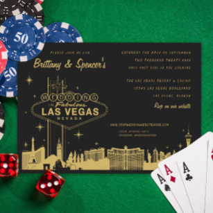 Las Vegas Strip Faire-part de mariage noir et or