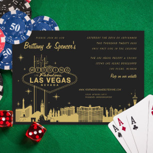 Las Vegas Strip Faire-part de mariage noir et or