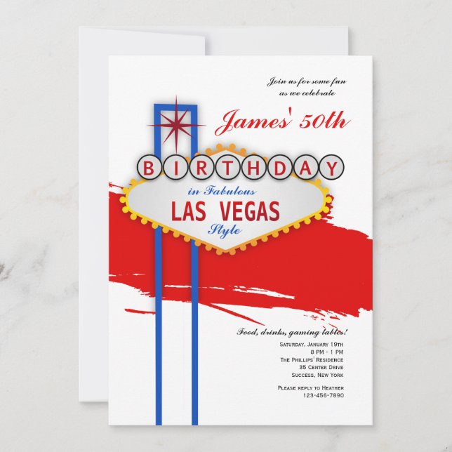 Las Vegas Style Anniversaire Invitation (Devant)