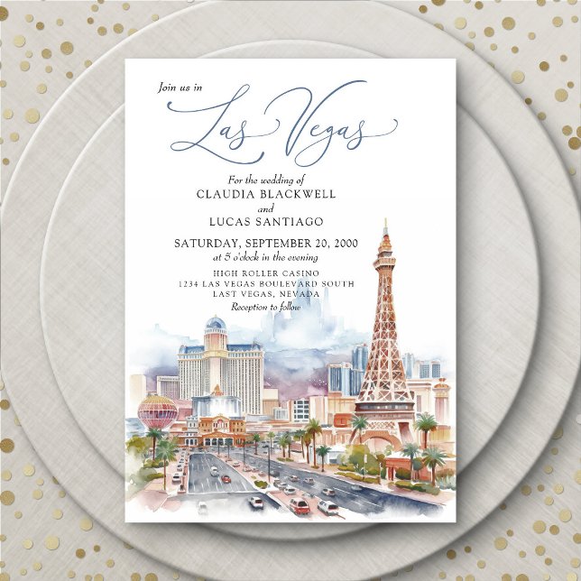 Las Vegas Watercolor Détails Faire-part de mariage (Créateur téléchargé)