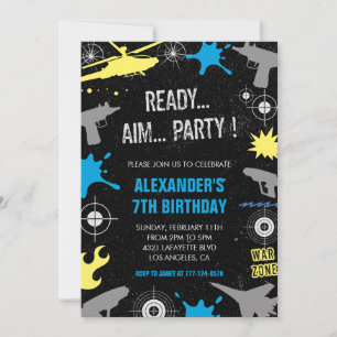 Laser tag invitations anniversaire garçon enfants