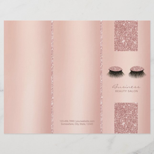Lashes Beauté Salon Rose Gold Tri-Fold Bruchures (Devant)