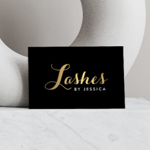 Lashes de Glam Script Texte or/noir Carte de visit