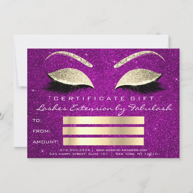 Lashes Gold Pink Maquillage Artist certificat cade (Devant)