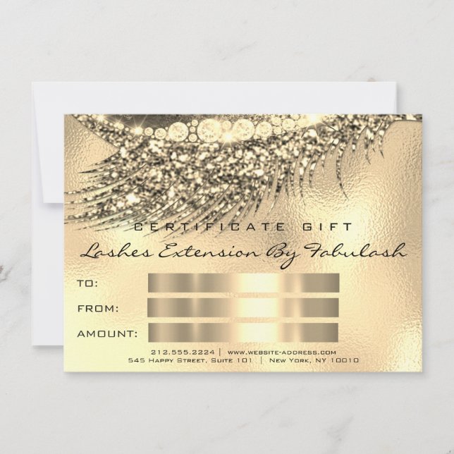 Lashes Lux certificat de maquillage cadeau Gold Lu (Devant)