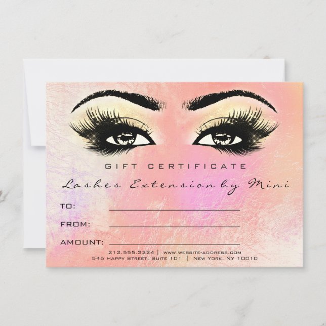 Lashes Peach Rose Gold Maquillage certificat cadea (Devant)
