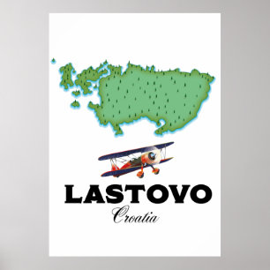 Lastovo Croatia carte carte poster de voyage.