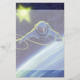 L'astronaute de science-fiction vintage sur une ma