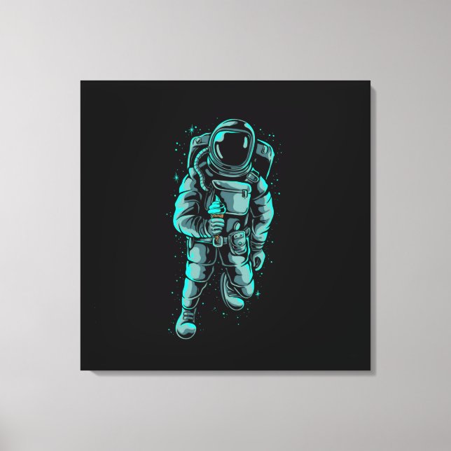 L'astronaute mange de la crème glacée toile étirée (Recto)