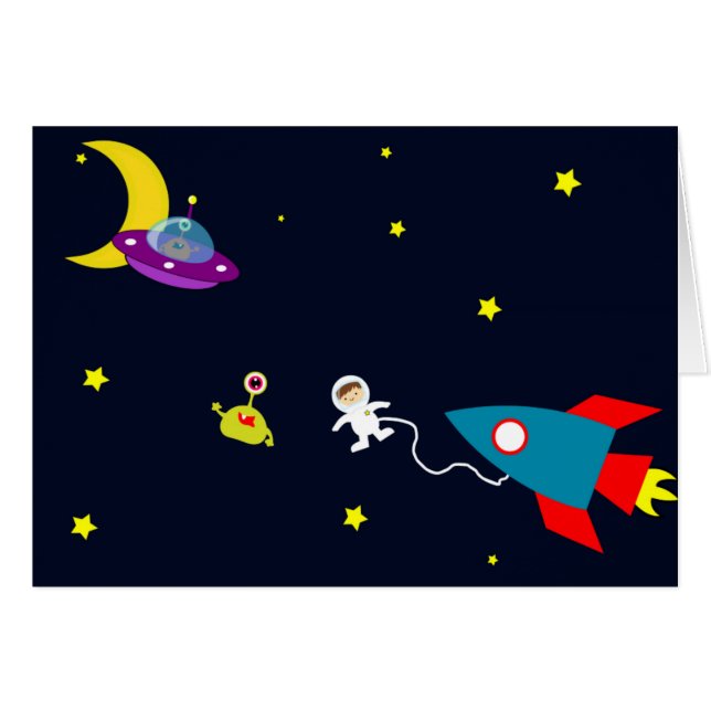L'astronaute rencontre des aliens dans l'espace (Devant horizontal)