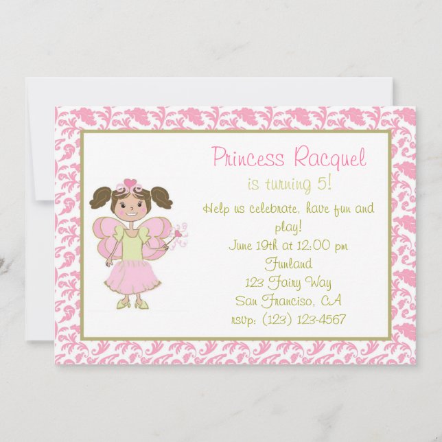 Latina Fairy Princess Invitation (Devant)
