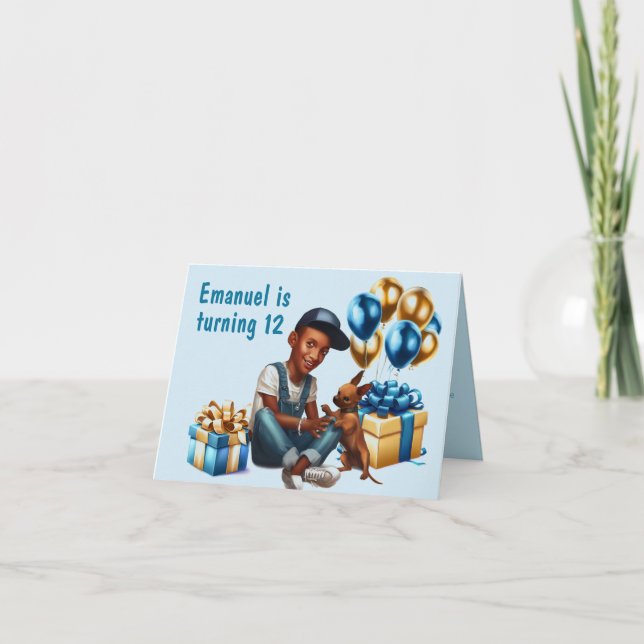 Latino Boy Avec Chien Invitation Anniversaire (Devant)