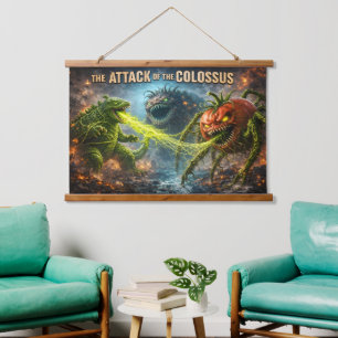 L'attaque du colosse de la tapisserie murale en bo