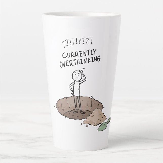 Latte Actuellement en train de trop réfléchir Tasse à ca (Devant)
