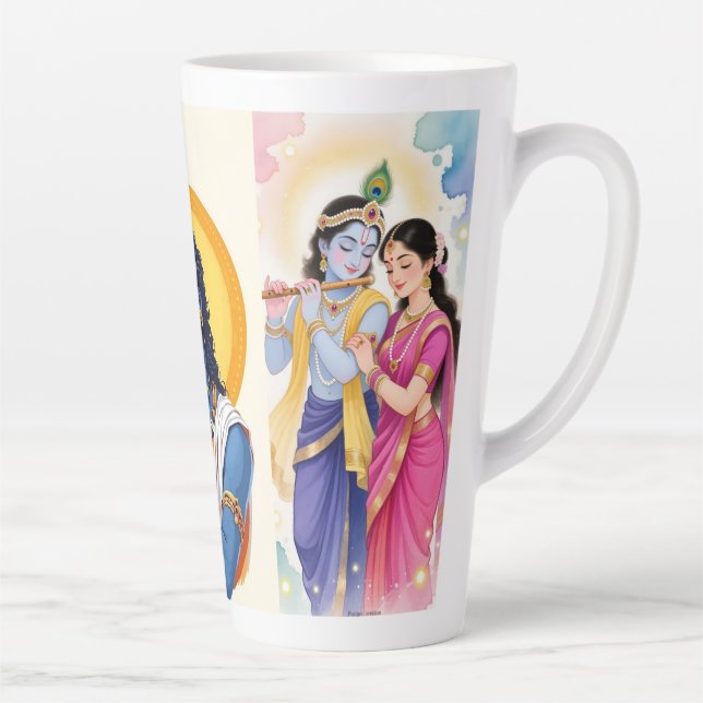 Latte Belle tasse à café accent bleu Radha Krishna  (Droite)