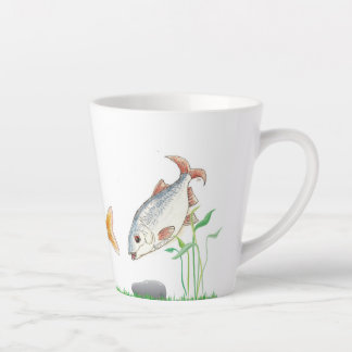 Latte Belle tasse avec du poisson d'eau douce