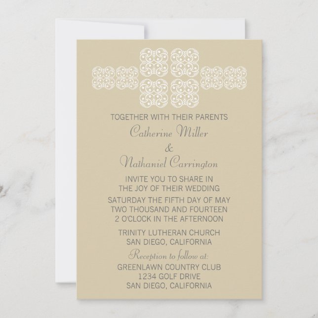 Latte Bohemian Chic Wedding Invitation (Devant)