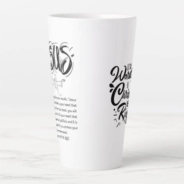 Latte Café Mug - Prière du salut - Foi (Devant)