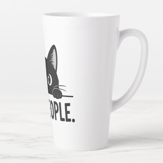 Latte Chat Noir Drôle "Beurk, les gens." Tasse à Café |  (Droite)