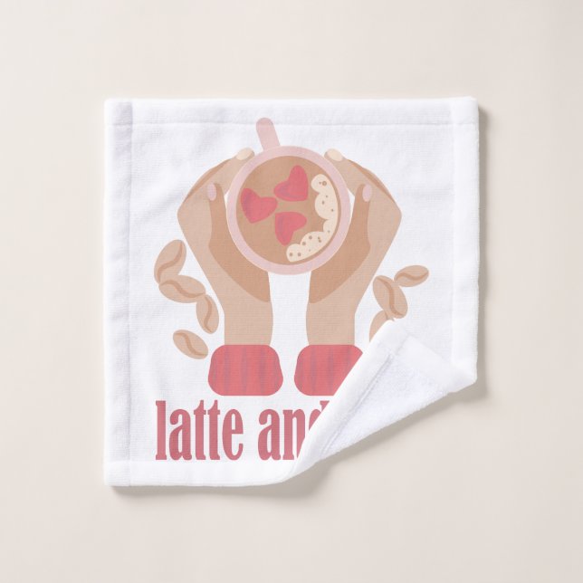 Latte et coupe d'amour, mains et citation de café (Gant de toilette)