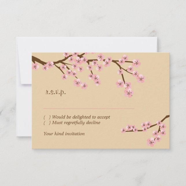 Latte et rose cerise en fleurs RSVP avec enveloppe (Devant)