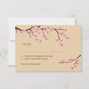 Latte et rose cerise en fleurs RSVP avec enveloppe