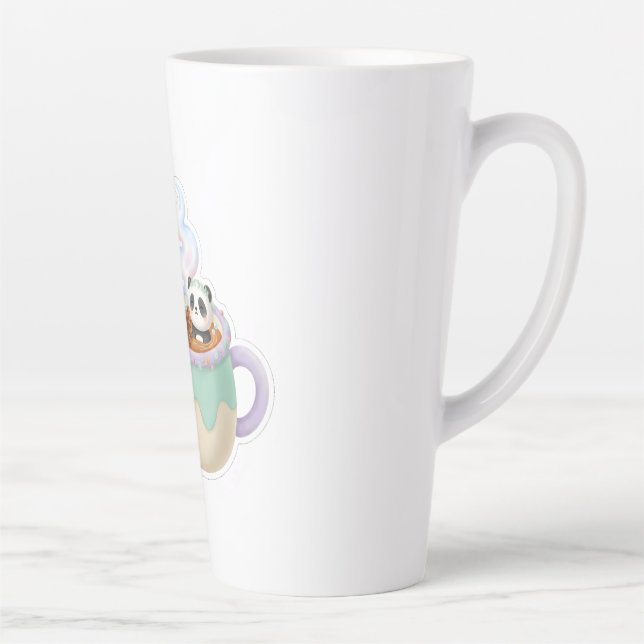 Latte Illustration de Panda Kawaii Mignon dans une Tasse (Droite)