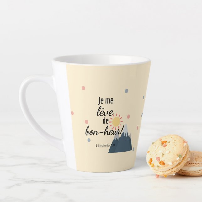 Latte Je me lève de bon-heur ! Tasse (En situation)