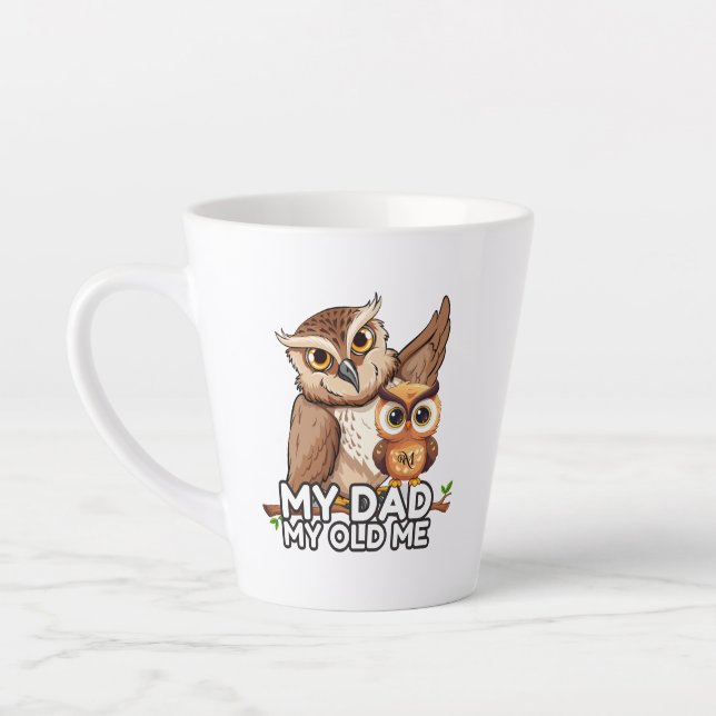 Latte Mug 12oz : Mon papa Mon vieux moi (blanc) (Gauche)