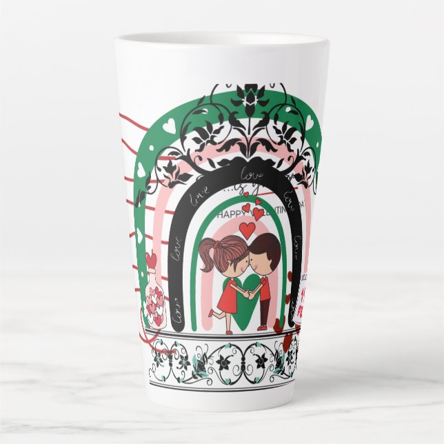 Latte Mug blanc design cadeau de la Saint-Valentin (Devant)