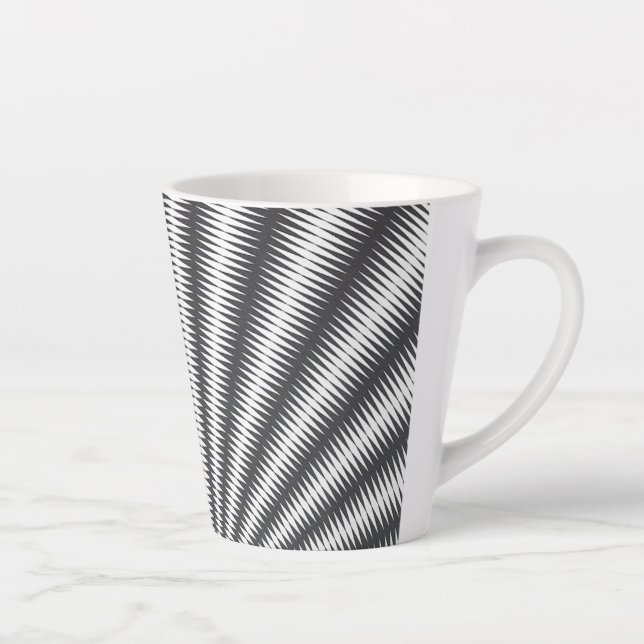 Latte Mug - Design géométrique noir et blanc (Droite)