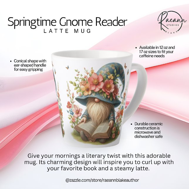 Latte Mug du lecteur Gnome du printemps (Créateur téléchargé)