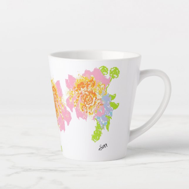 Latte Mug : Fleurs de printemps (Droite)