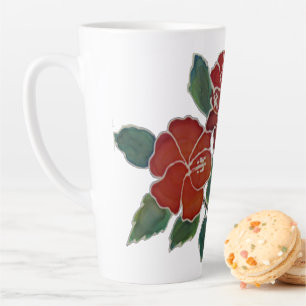 Latte Mug - Fleurs d'Hibiscus Rouge