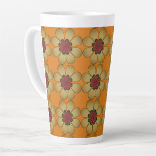 Latte Mug - Marguerites stylisées sur Orange