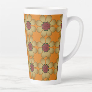 Latte Mug - Marguerites stylisées sur Orange