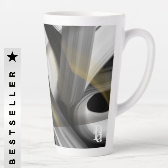 Latte Mug Résumé Tendance Décor intérieur Noir (Créateur téléchargé)