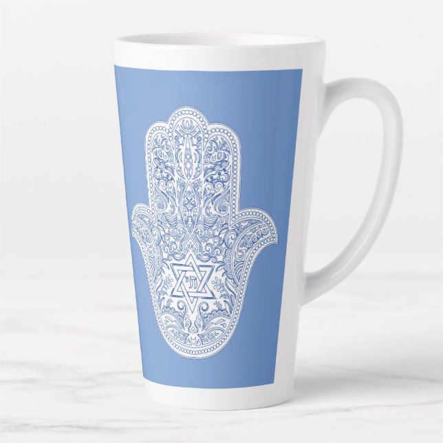 Latte Mugs - Hamsa - Judaïque - Café Mug (Droite)