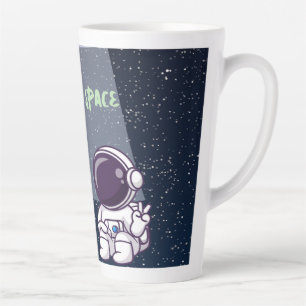 Latte Paix avec Alien & astronaute sur une tasse en latt