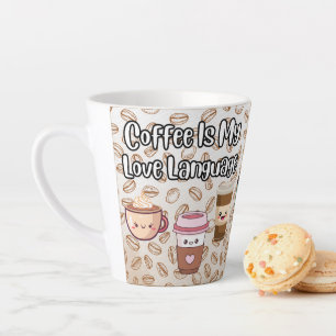 Latte Tasse à café au lait avec motif de grains de café