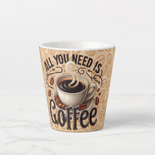 Latte Tasse à café au lait avec motif de grains de café