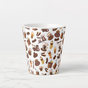 Latte Tasse à café au lait avec motif de grains de café,
