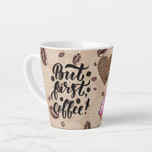 Latte Tasse à café au lait avec motif de grains de café,
