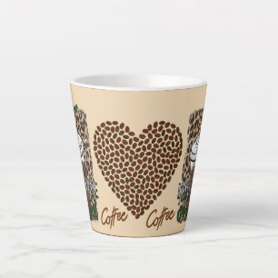 Latte Tasse à café au lait avec motif de grains de café