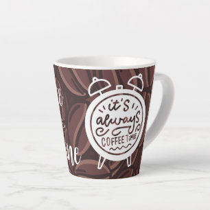 Latte Tasse à café au lait avec motif de grains de café,