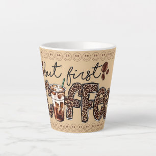 Latte Tasse à café au lait avec motif de grains de café,