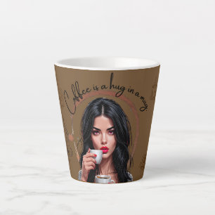 Latte Tasse à café au lait avec motif de grains de café