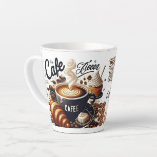 Latte Tasse à café au lait avec motif de grains de café