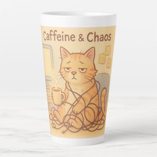 Latte Tasse à café Caffeine et Choas (Devant)