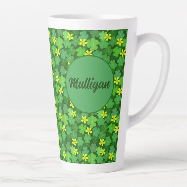 Latte Tasse à café en forme de trèfle vert brillant (Droite)